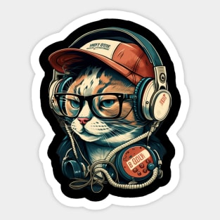 Cat Jam Session- Headphones On Sticker